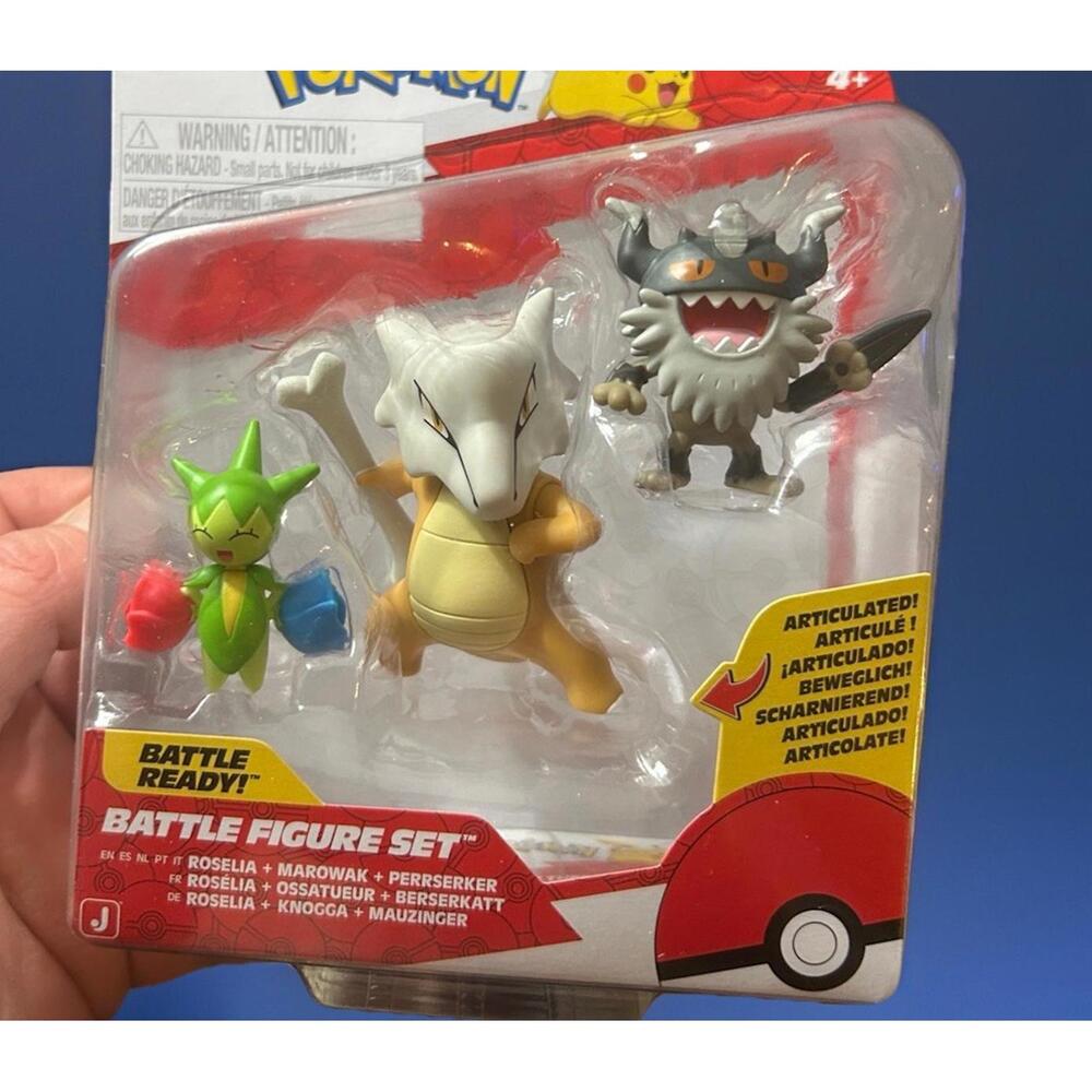 Pokemon Battle Figure set Of 3 Roselia Marowak & Perrserker